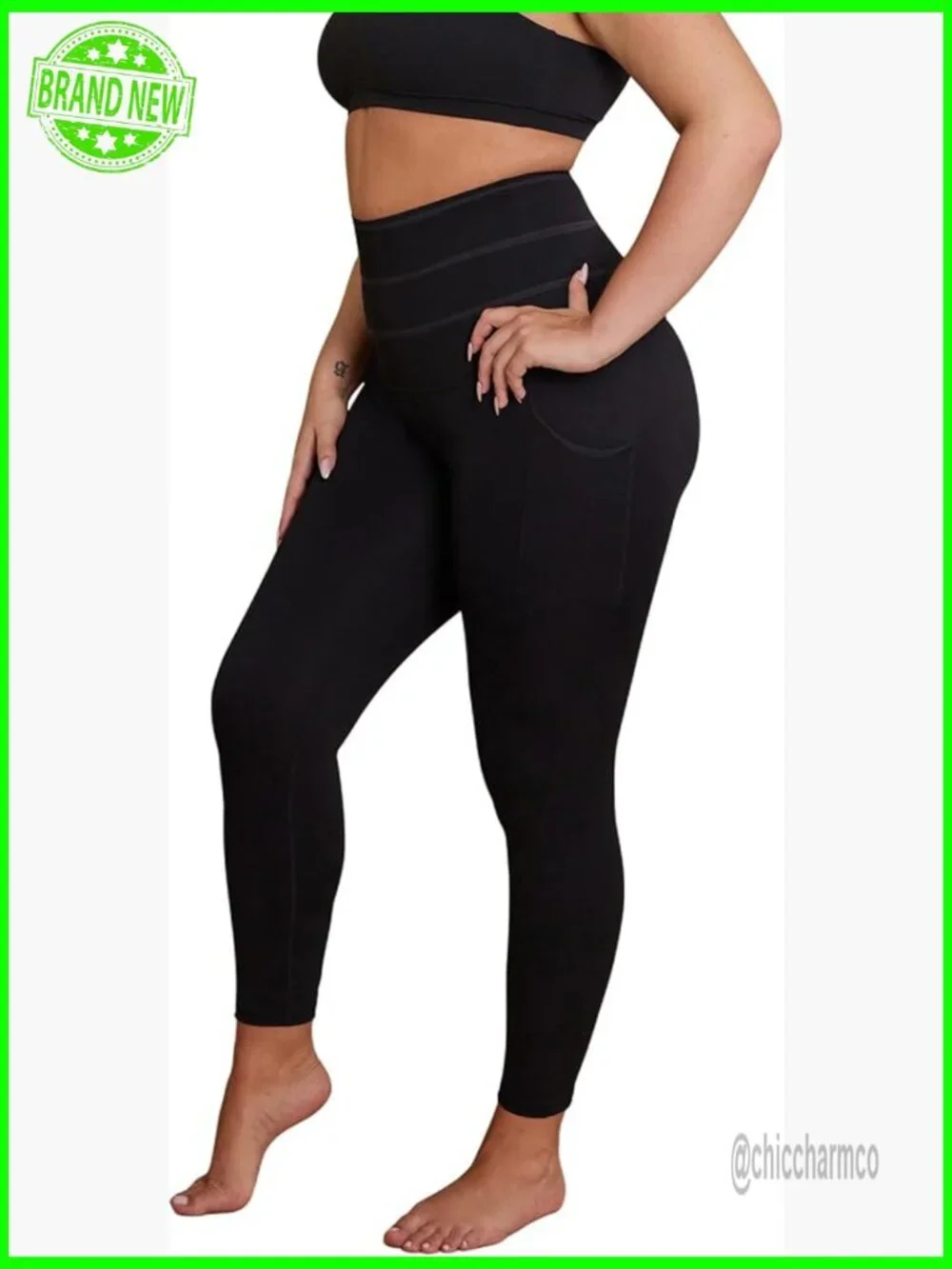 High Waist Tummy Control Leggings with Pockets, Non See Through, S-2XL